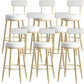 Nordic Style Backrest Counter Stool Iron Cafe Bar Stool with Leather Cushion and Pedal White 8 Piece Set Clearhalo 'Bar Furniture' 'Bar Stools' 'bar_stools' 'furn' 'furn_bar_stools' 'Furniture' 'Kitchen & Dining Furniture' 5102630