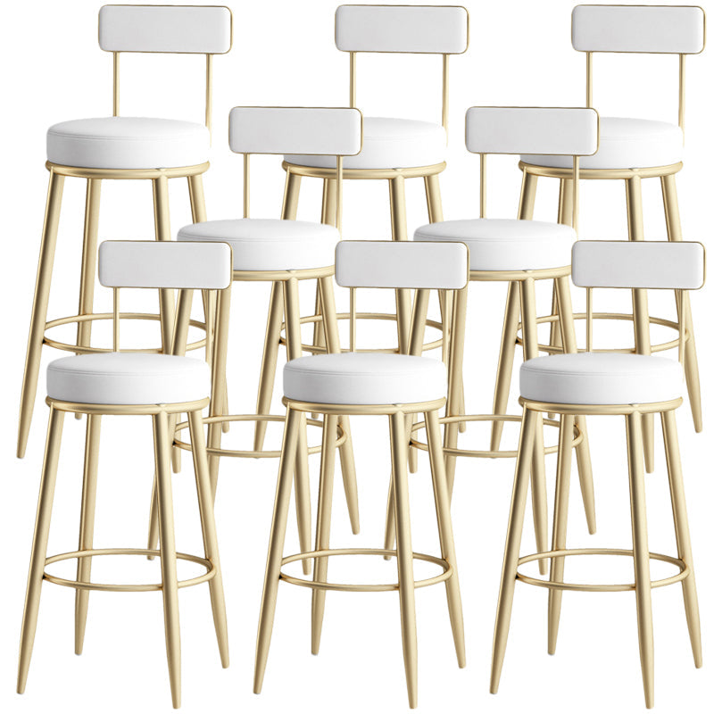 Nordic Style Backrest Counter Stool Iron Cafe Bar Stool with Leather Cushion and Pedal White 8 Piece Set Clearhalo 'Bar Furniture' 'Bar Stools' 'bar_stools' 'furn' 'furn_bar_stools' 'Furniture' 'Kitchen & Dining Furniture' 5102630
