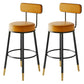 Nordic Style Backrest Counter Stool Iron Cafe Bar Stool with Leather Cushion and Pedal Orange 2 Piece Set Clearhalo 'Bar Furniture' 'Bar Stools' 'bar_stools' 'furn' 'furn_bar_stools' 'Furniture' 'Kitchen & Dining Furniture' 5102631