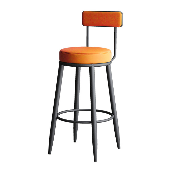 Nordic Style Backrest Counter Stool Iron Cafe Bar Stool with Leather Cushion and Pedal Clearhalo 'Bar Furniture' 'Bar Stools' 'bar_stools' 'furn' 'furn_bar_stools' 'Furniture' 'Kitchen & Dining Furniture' 5102632