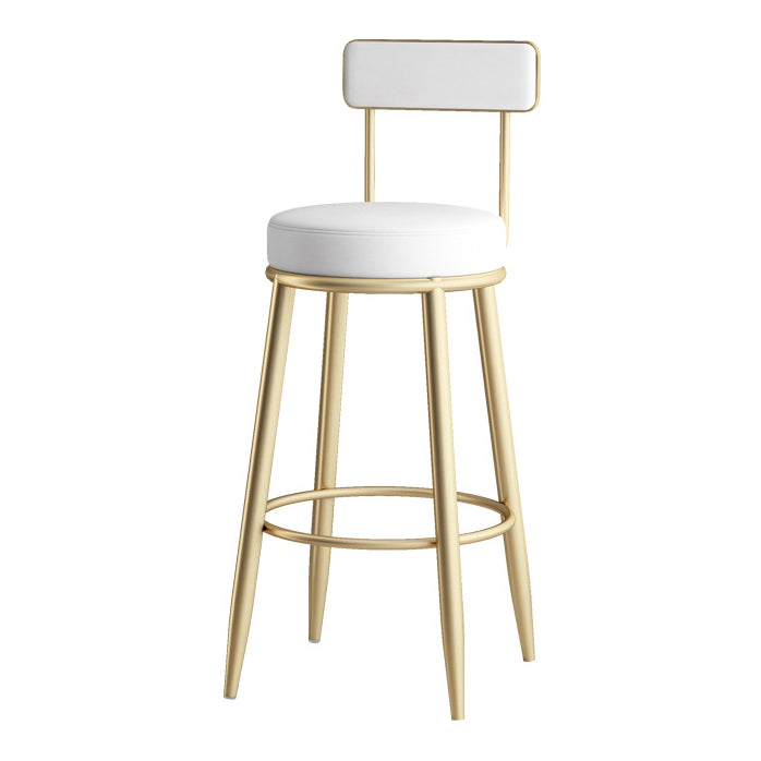 Nordic Style Backrest Counter Stool Iron Cafe Bar Stool with Leather Cushion and Pedal Clearhalo 'Bar Furniture' 'Bar Stools' 'bar_stools' 'furn' 'furn_bar_stools' 'Furniture' 'Kitchen & Dining Furniture' 5102633