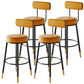 Nordic Style Backrest Counter Stool Iron Cafe Bar Stool with Leather Cushion and Pedal Orange 4 Piece Set Clearhalo 'Bar Furniture' 'Bar Stools' 'bar_stools' 'furn' 'furn_bar_stools' 'Furniture' 'Kitchen & Dining Furniture' 5102634