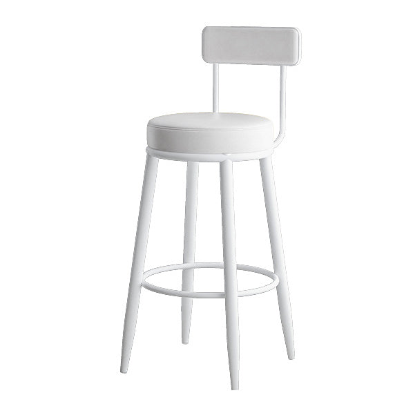 Nordic Style Backrest Counter Stool Iron Cafe Bar Stool with Leather Cushion and Pedal Clearhalo 'Bar Furniture' 'Bar Stools' 'bar_stools' 'furn' 'furn_bar_stools' 'Furniture' 'Kitchen & Dining Furniture' 5102635