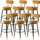 Nordic Style Backrest Counter Stool Iron Cafe Bar Stool with Leather Cushion and Pedal Orange 8 Piece Set Clearhalo 'Bar Furniture' 'Bar Stools' 'bar_stools' 'furn' 'furn_bar_stools' 'Furniture' 'Kitchen & Dining Furniture' 5102637