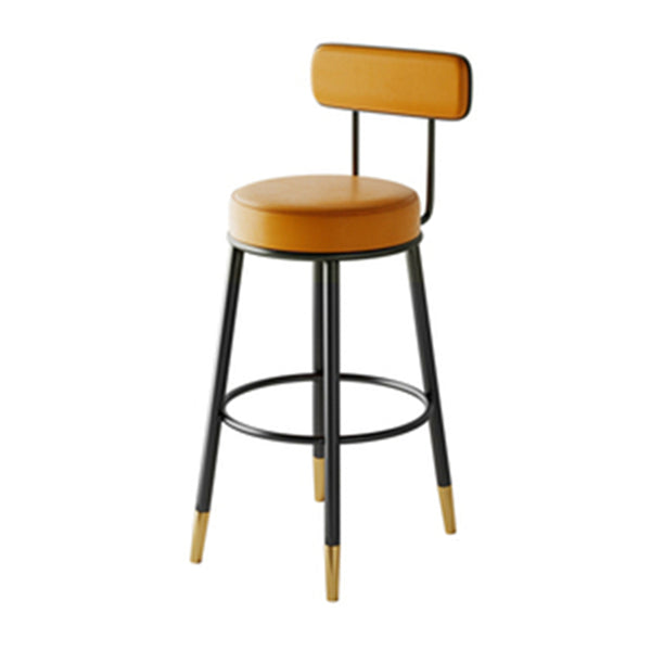 Nordic Style Backrest Counter Stool Iron Cafe Bar Stool with Leather Cushion and Pedal Clearhalo 'Bar Furniture' 'Bar Stools' 'bar_stools' 'furn' 'furn_bar_stools' 'Furniture' 'Kitchen & Dining Furniture' 5102638