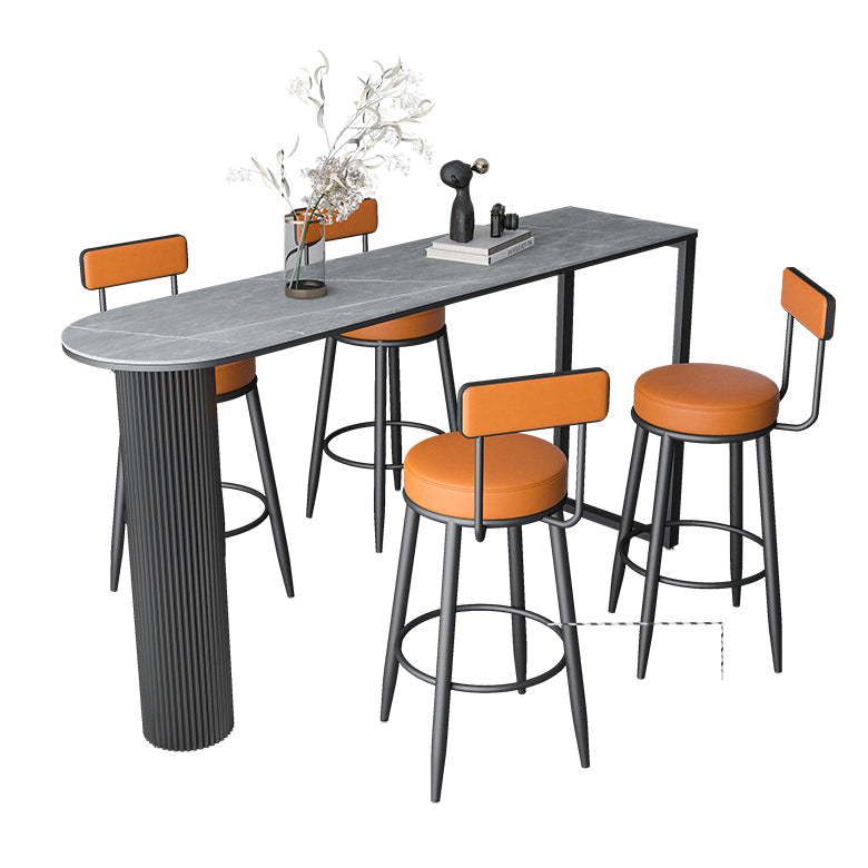 Nordic Style Backrest Counter Stool Iron Cafe Bar Stool with Leather Cushion and Pedal Clearhalo 'Bar Furniture' 'Bar Stools' 'bar_stools' 'furn' 'furn_bar_stools' 'Furniture' 'Kitchen & Dining Furniture' 5102639