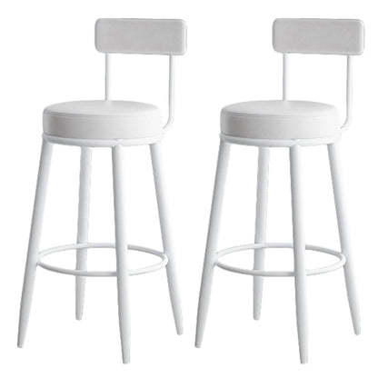 Nordic Style Backrest Counter Stool Iron Cafe Bar Stool with Leather Cushion and Pedal Gloss White 2 Piece Set Clearhalo 'Bar Furniture' 'Bar Stools' 'bar_stools' 'furn' 'furn_bar_stools' 'Furniture' 'Kitchen & Dining Furniture' 5102640