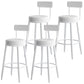 Nordic Style Backrest Counter Stool Iron Cafe Bar Stool with Leather Cushion and Pedal Gloss White 4 Piece Set Clearhalo 'Bar Furniture' 'Bar Stools' 'bar_stools' 'furn' 'furn_bar_stools' 'Furniture' 'Kitchen & Dining Furniture' 5102641