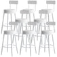 Nordic Style Backrest Counter Stool Iron Cafe Bar Stool with Leather Cushion and Pedal Gloss White 8 Piece Set Clearhalo 'Bar Furniture' 'Bar Stools' 'bar_stools' 'furn' 'furn_bar_stools' 'Furniture' 'Kitchen & Dining Furniture' 5102645