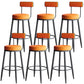 Nordic Style Backrest Counter Stool Iron Cafe Bar Stool with Leather Cushion and Pedal Orange 6 Piece Set Short Stool(18"H) Clearhalo 'Bar Furniture' 'Bar Stools' 'bar_stools' 'furn' 'furn_bar_stools' 'Furniture' 'Kitchen & Dining Furniture' 5102650