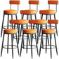 Nordic Style Backrest Counter Stool Iron Cafe Bar Stool with Leather Cushion and Pedal Orange 8 Piece Set Clearhalo 'Bar Furniture' 'Bar Stools' 'bar_stools' 'furn' 'furn_bar_stools' 'Furniture' 'Kitchen & Dining Furniture' 5102651