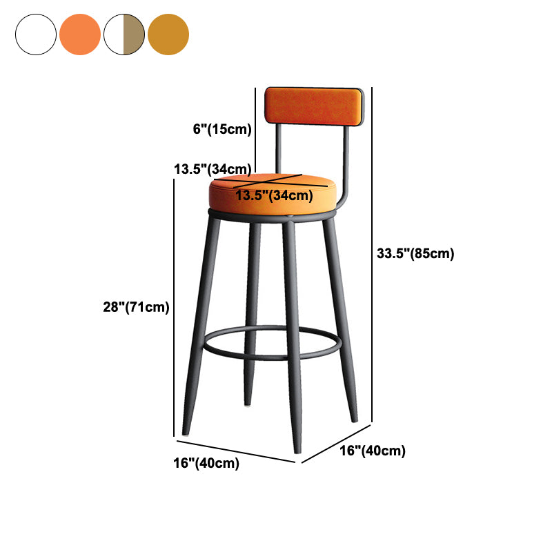 Nordic Style Backrest Counter Stool Iron Cafe Bar Stool with Leather Cushion and Pedal Clearhalo 'Bar Furniture' 'Bar Stools' 'bar_stools' 'furn' 'furn_bar_stools' 'Furniture' 'Kitchen & Dining Furniture' 5102655