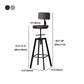 Metal Industrial Counter Sabures Tackrest ajustable taburete de barra con giro