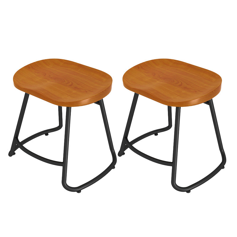 Modern Contoured Seat Counter Stool Solid Wood Backless Counter-height Stool Distressed Wood 2 Piece Set Short Stool(18"H) Clearhalo 'Bar Furniture' 'Bar Stools' 'bar_stools' 'furn' 'furn_bar_stools' 'Furniture' 'Kitchen & Dining Furniture' 5102759