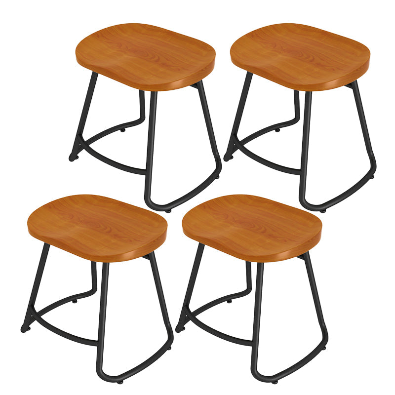 Modern Contoured Seat Counter Stool Solid Wood Backless Counter-height Stool Distressed Wood 4 Piece Set Short Stool(18"H) Clearhalo 'Bar Furniture' 'Bar Stools' 'bar_stools' 'furn' 'furn_bar_stools' 'Furniture' 'Kitchen & Dining Furniture' 5102761