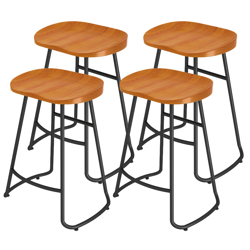 Modern Contoured Seat Counter Stool Solid Wood Backless Counter-height Stool Distressed Wood 4 Piece Set Clearhalo 'Bar Furniture' 'Bar Stools' 'bar_stools' 'furn' 'furn_bar_stools' 'Furniture' 'Kitchen & Dining Furniture' 5102768