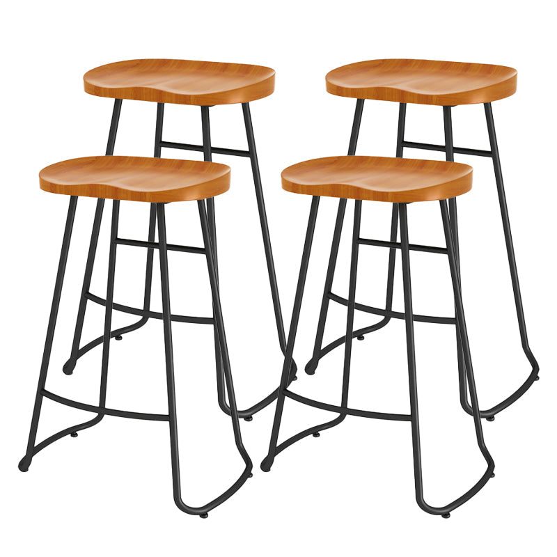 Modern Contoured Seat Counter Stool Solid Wood Backless Counter-height Stool Distressed Wood 4 Piece Set Bar Stool(30"H) Clearhalo 'Bar Furniture' 'Bar Stools' 'bar_stools' 'furn' 'furn_bar_stools' 'Furniture' 'Kitchen & Dining Furniture' 5102776