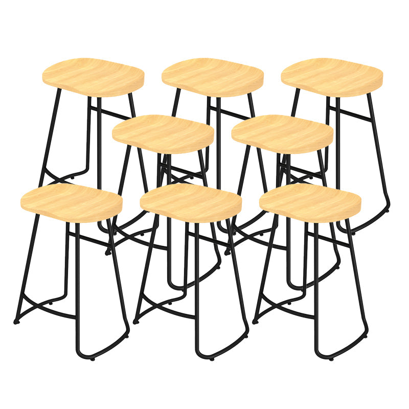 Modern Contoured Seat Counter Stool Solid Wood Backless Counter-height Stool Wood 8 Piece Set Clearhalo 'Bar Furniture' 'Bar Stools' 'bar_stools' 'furn' 'furn_bar_stools' 'Furniture' 'Kitchen & Dining Furniture' 5102789