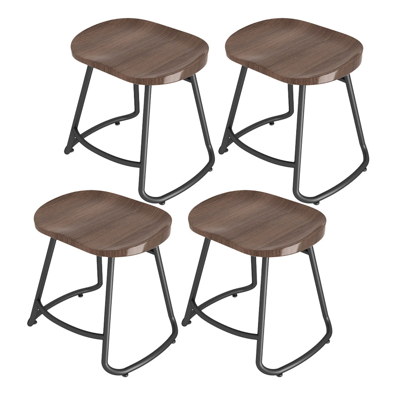 Modern Contoured Seat Counter Stool Solid Wood Backless Counter-height Stool Walnut 4 Piece Set Short Stool(18"H) Clearhalo 'Bar Furniture' 'Bar Stools' 'bar_stools' 'furn' 'furn_bar_stools' 'Furniture' 'Kitchen & Dining Furniture' 5102795