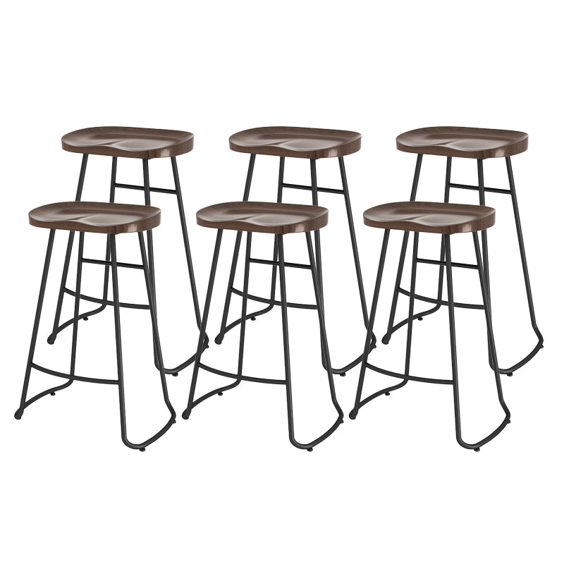 Modern Contoured Seat Counter Stool Solid Wood Backless Counter-height Stool Walnut 6 Piece Set Bar Stool(30"H) Clearhalo 'Bar Furniture' 'Bar Stools' 'bar_stools' 'furn' 'furn_bar_stools' 'Furniture' 'Kitchen & Dining Furniture' 5102804