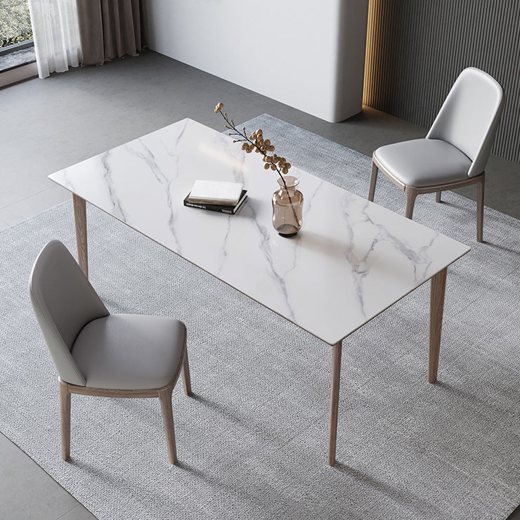 Juego de comedor de piedra sinterizada estilo diseñador, juego de mesa rectangular de 1/3/4/5/7 piezas
