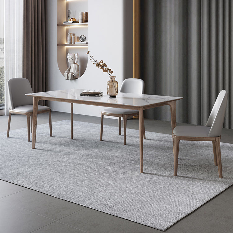 Juego de comedor de piedra sinterizada estilo diseñador, juego de mesa rectangular de 1/3/4/5/7 piezas