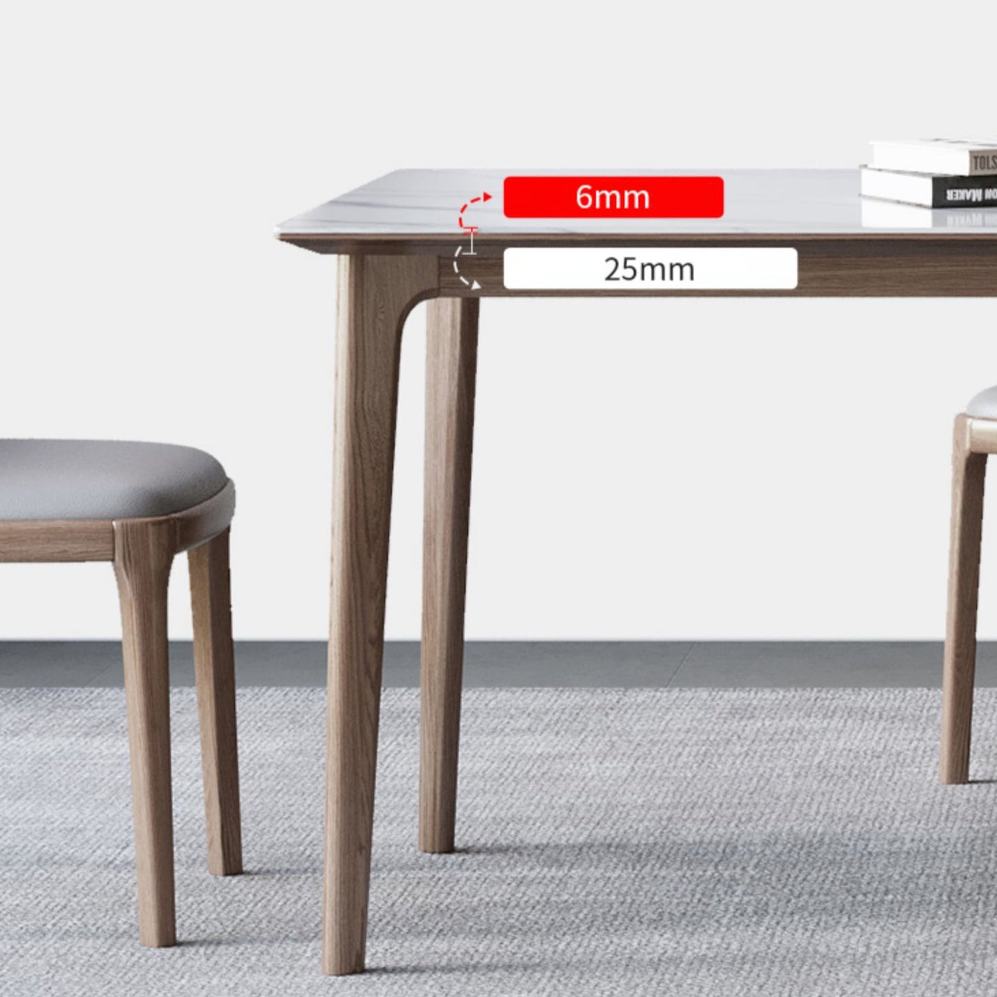 Juego de comedor de piedra sinterizada estilo diseñador, juego de mesa rectangular de 1/3/4/5/7 piezas