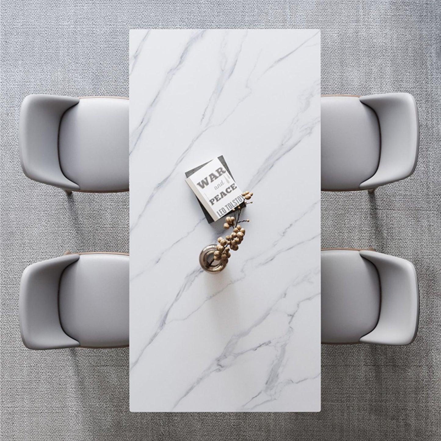 Juego de comedor de piedra sinterizada estilo diseñador, juego de mesa rectangular de 1/3/4/5/7 piezas