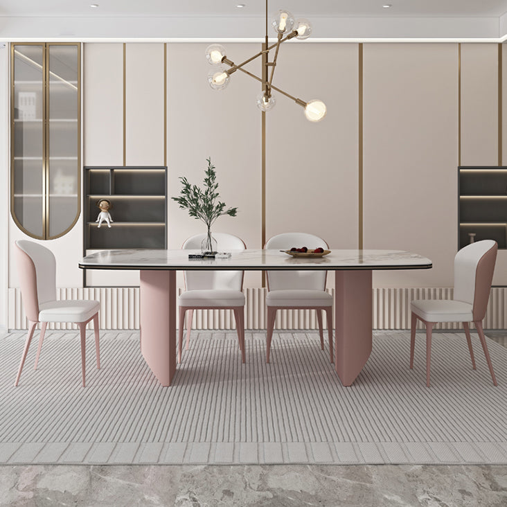 Juego de comedor de piedra sinterizada estilo diseñador, juego de mesa de comedor rectangular de 1/3/4/5/7 piezas