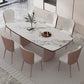 Juego de comedor de piedra sinterizada estilo diseñador, juego de mesa de comedor rectangular de 1/3/4/5/7 piezas
