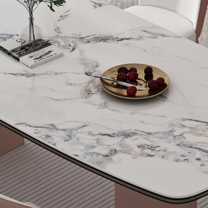 Juego de comedor de piedra sinterizada estilo diseñador, juego de mesa de comedor rectangular de 1/3/4/5/7 piezas