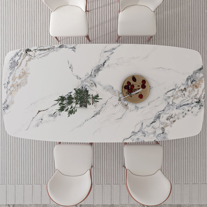 Juego de comedor de piedra sinterizada estilo diseñador, juego de mesa de comedor rectangular de 1/3/4/5/7 piezas