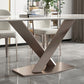 Modern Sintered Stone and Metal Dining Set Rectangle 1/2/5/7 Pieces Dining Table Set