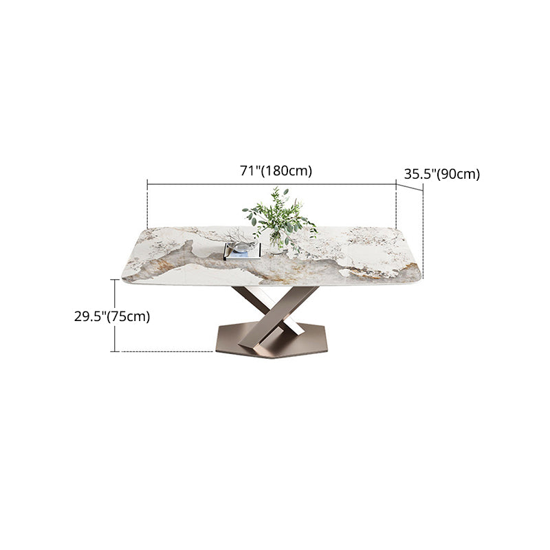 Modern Sintered Stone and Metal Dining Set Rectangle 1/2/5/7 Pieces Dining Table Set