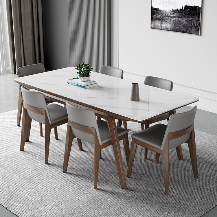 Designer Style Sintered Stone Top Dining Set Rectangle 1/3/4/5/7 Pieces Dining Table Set 7 Pieces: Table, 6 Chairs Clearhalo 'Dining Room Sets' 'Dining Tables & Seating' 'dining_room_set' 'furn' 'furn_dining_room_set' 'Furniture' 'Kitchen & Dining Furniture' 5102893