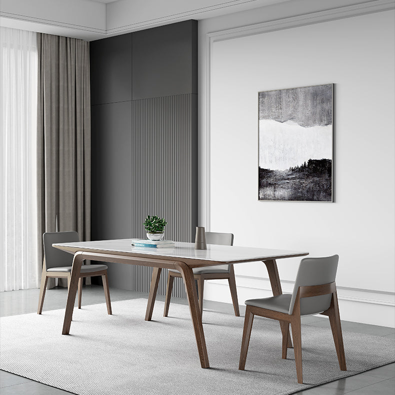 Designer Style Sintered Stone Top Dining Set Rectangle 1/3/4/5/7 Pieces Dining Table Set Clearhalo 'Dining Room Sets' 'Dining Tables & Seating' 'dining_room_set' 'furn' 'furn_dining_room_set' 'Furniture' 'Kitchen & Dining Furniture' 5102907