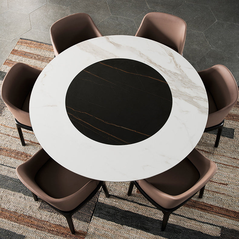 Runder Esstisch-Set aus gesintertem Stein im modernen Stil, 1/4/5/7/9-teiliges Esstisch-Set