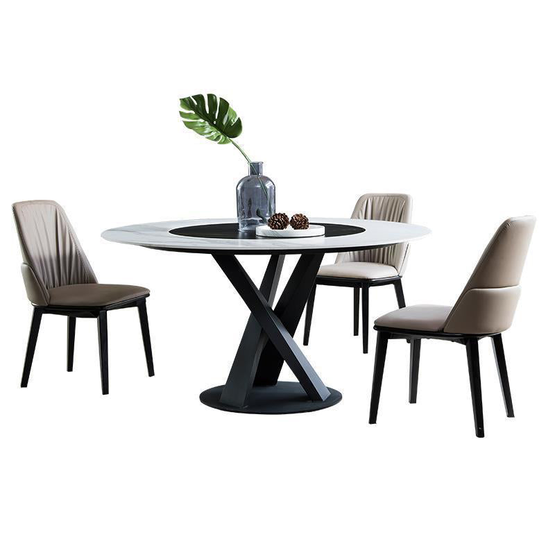 Runder Esstisch-Set aus gesintertem Stein im modernen Stil, 1/4/5/7/9-teiliges Esstisch-Set