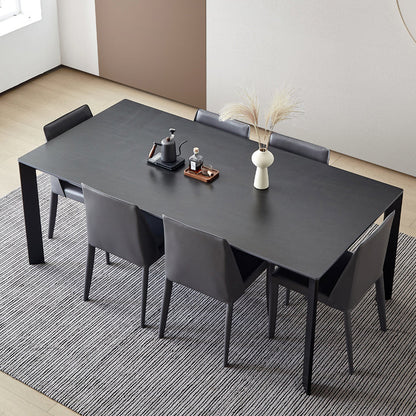 Rectangle Stone Dining Table Contemporary Metal 4 Legs Dining Table Black Without Chairs Clearhalo 'Dining Tables & Seating' 'Dining Tables' 'dining_table' 'furn' 'furn_dining_table' 'Furniture' 'Kitchen & Dining Furniture' 5103008