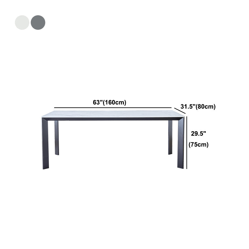 Rectangle Stone Dining Table Contemporary Metal 4 Legs Dining Table Clearhalo 'Dining Tables & Seating' 'Dining Tables' 'dining_table' 'furn' 'furn_dining_table' 'Furniture' 'Kitchen & Dining Furniture' 5103018