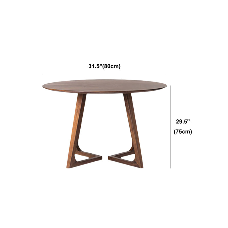 Mesa de comedor redonda moderna pino mesa de doble pedestal natural de madera sólida
