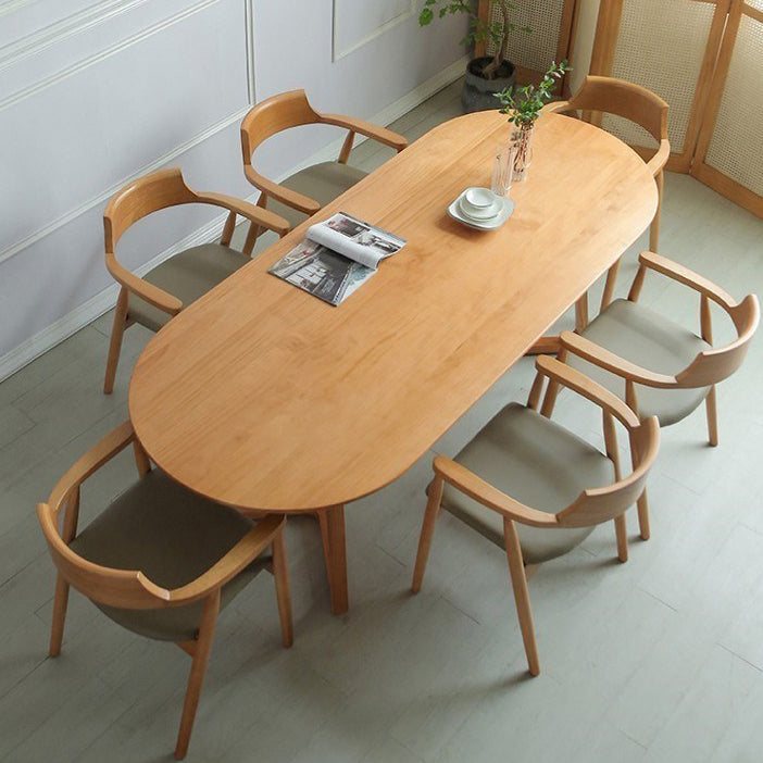 Mesa de comedor de madera maciza oval