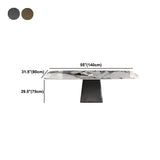 Traditional Luxury Rectangle Dining Table Stone Top Pedestal Casual Dining Table Clearhalo 'Dining Tables & Seating' 'Dining Tables' 'dining_table' 'furn' 'furn_dining_table' 'Furniture' 'Kitchen & Dining Furniture' 5103082