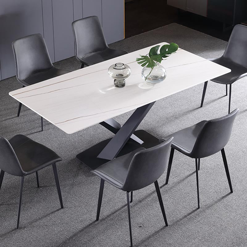 Mesa de comedor de piedra simple mesa de comedor de metal para sala de estar
