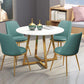 Tavolo da cucina rotondo con piano in pietra stile Glam Tavolo da pranzo con base dorata in bianco