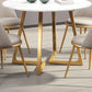 Tavolo da cucina rotondo con piano in pietra stile Glam Tavolo da pranzo con base dorata in bianco