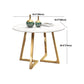 Tavolo da cucina rotondo con piano in pietra stile Glam Tavolo da pranzo con base dorata in bianco