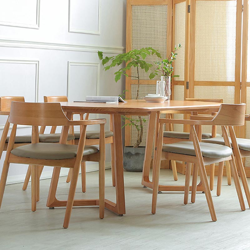 Mesa de restaurantes de simplicidad Mesa de comedor de madera maciza ovalada para comedor