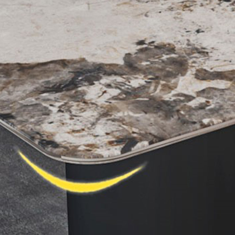 Rectangle Black Base Dining Site Table Modern Stone Double Pedestal Table Clearhalo 'Dining Tables & Seating' 'Dining Tables' 'dining_table' 'furn' 'furn_dining_table' 'Furniture' 'Kitchen & Dining Furniture' 5103167