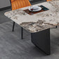 Rectangle Black Base Dining Site Table Modern Stone Double Pedestal Table Clearhalo 'Dining Tables & Seating' 'Dining Tables' 'dining_table' 'furn' 'furn_dining_table' 'Furniture' 'Kitchen & Dining Furniture' 5103169